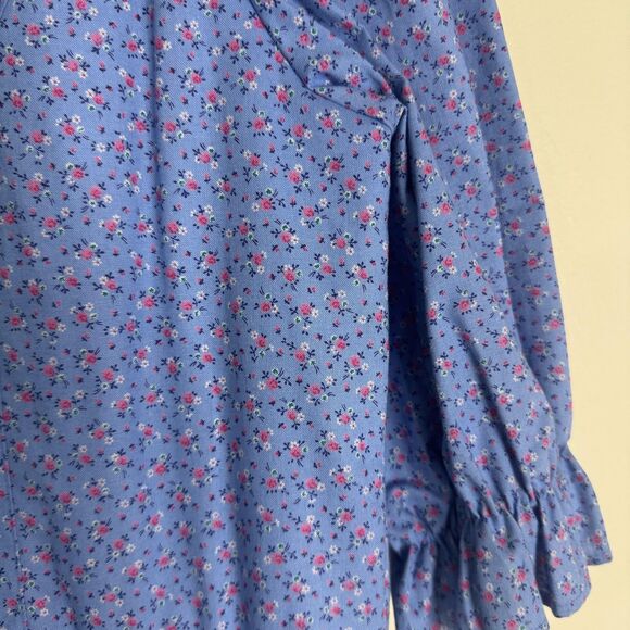 Vtg Alphorn Dress Womens Medium Floral Button Front Puff Sleeve Germany 80s - Picture 10 of 10